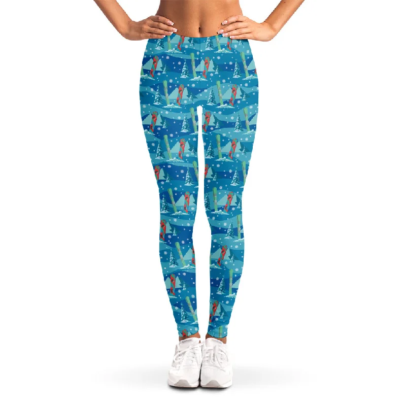 Ski And Snowboard Pattern Print Women's Leggings