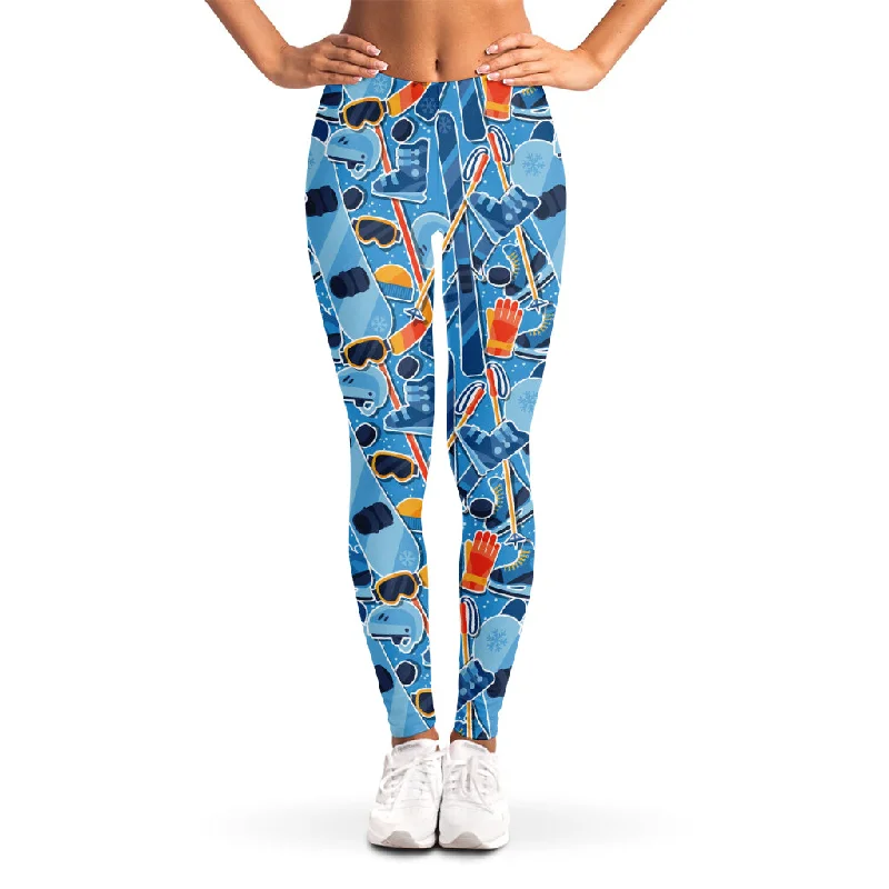 Skiing Equipment Pattern Print Women's Leggings