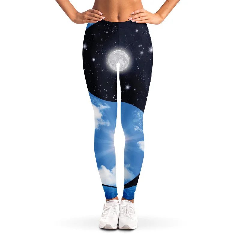 Sky And Space Yin Yang Print Women's Leggings