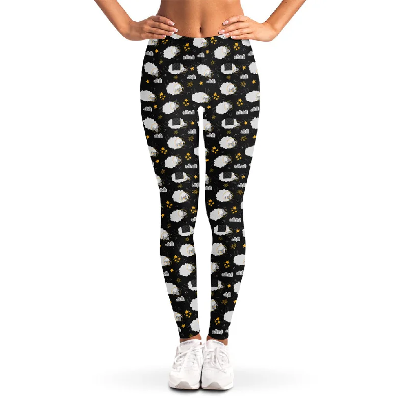 Sleeping Sheep Pattern Print Women's Leggings