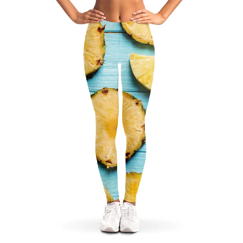 Sliced Pineapple Print Women's Leggings