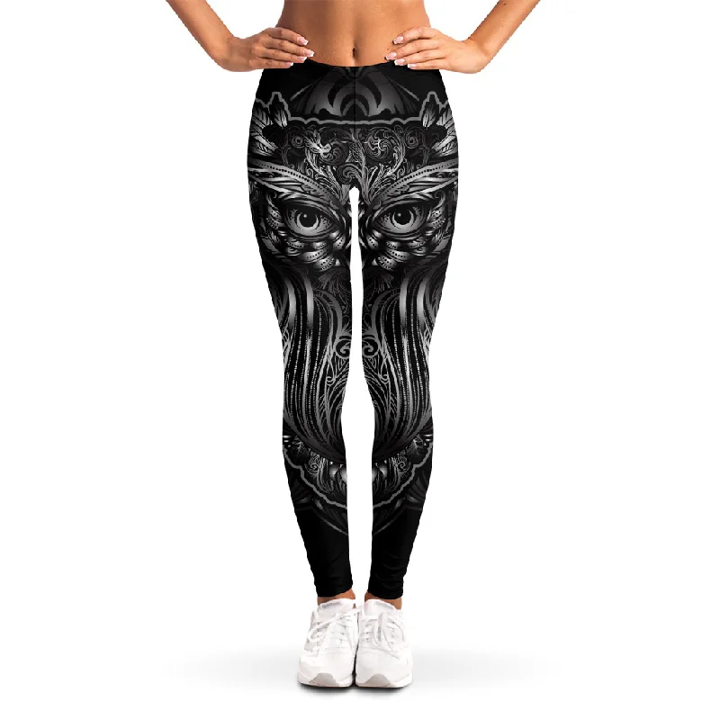 Sliver Spiritual Owl Print Women's Leggings