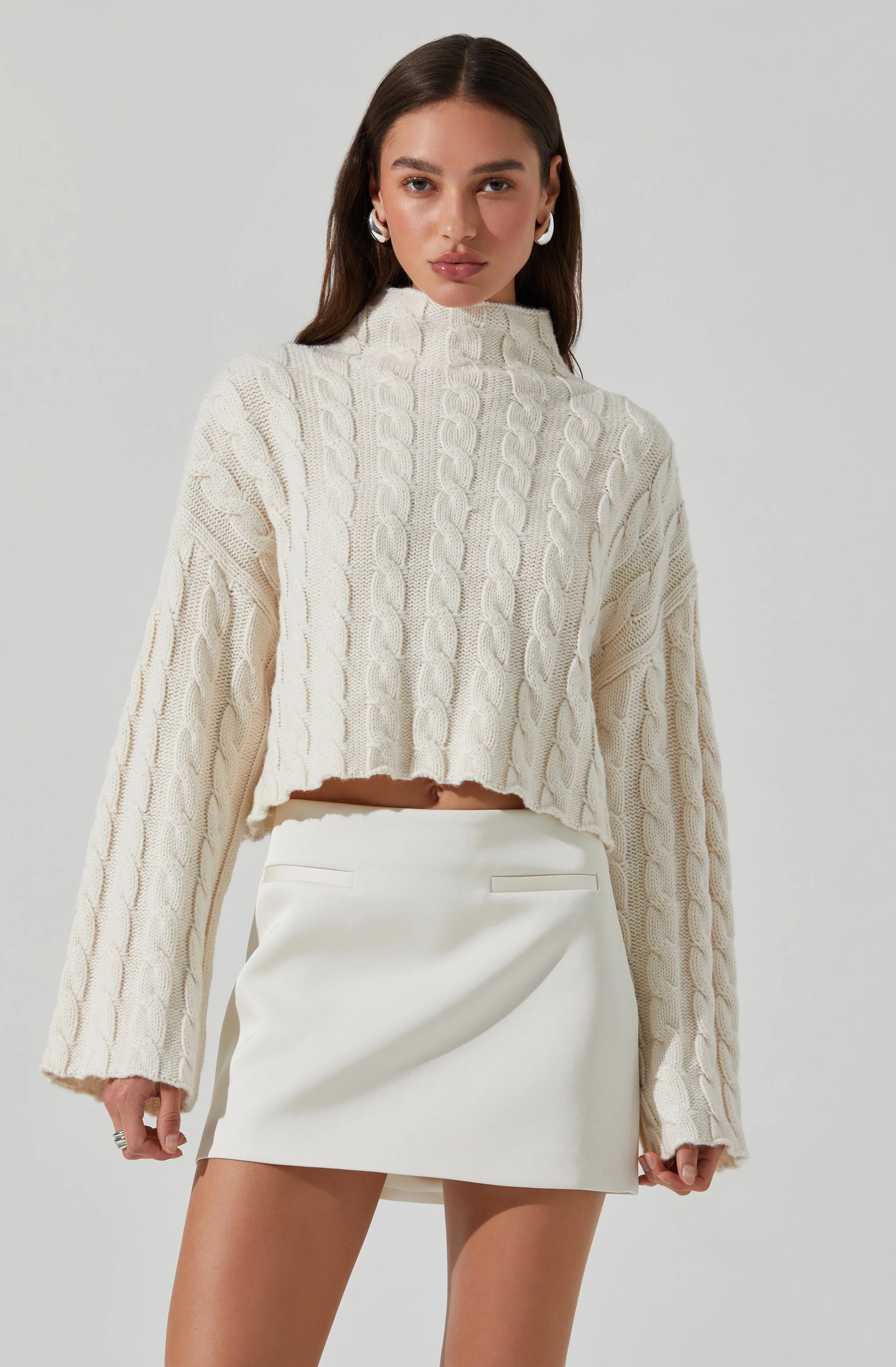 Sloan Cropped Cable Knit Sweater