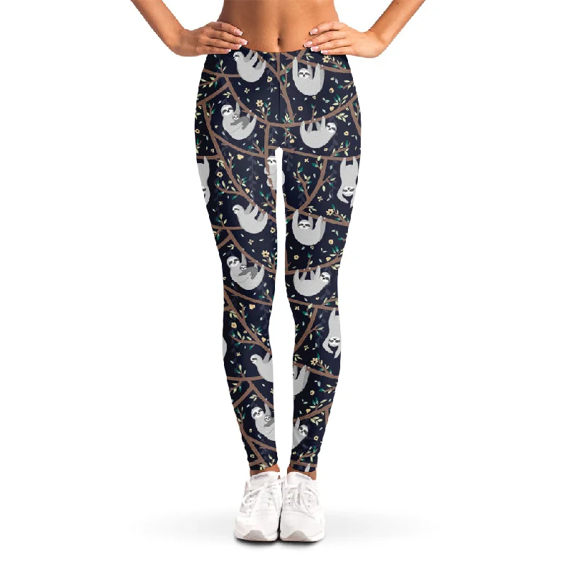 Sloth Family Pattern Print Women's Leggings