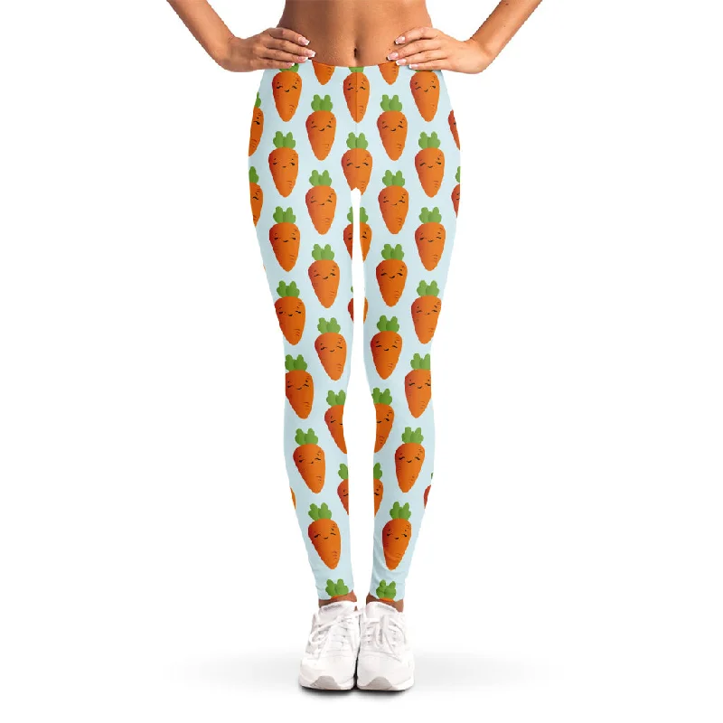 Smiling Carrot Pattern Print Women's Leggings