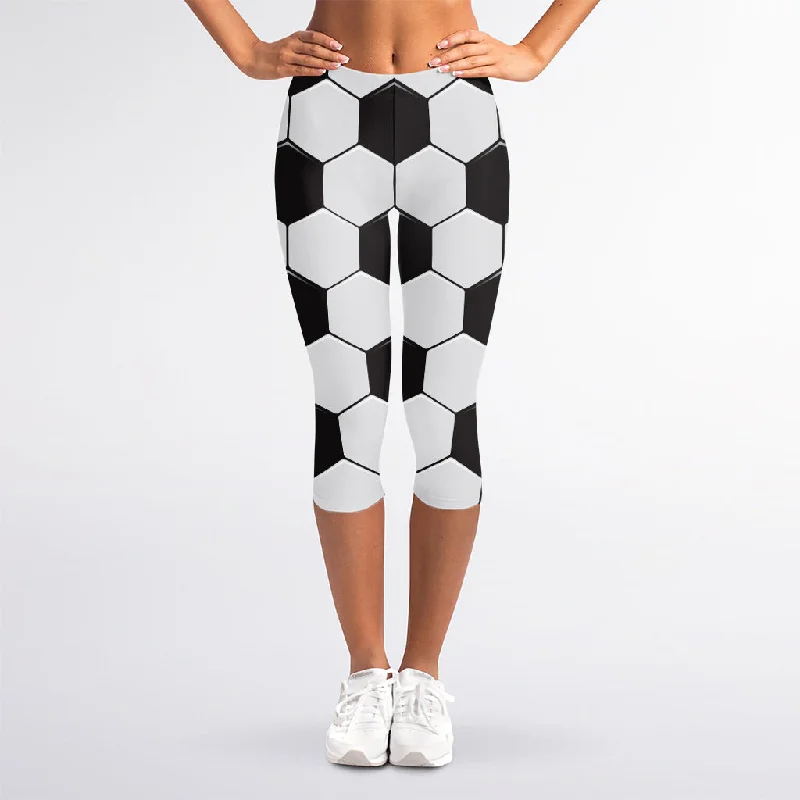 Soccer Ball Print Women's Capri Leggings