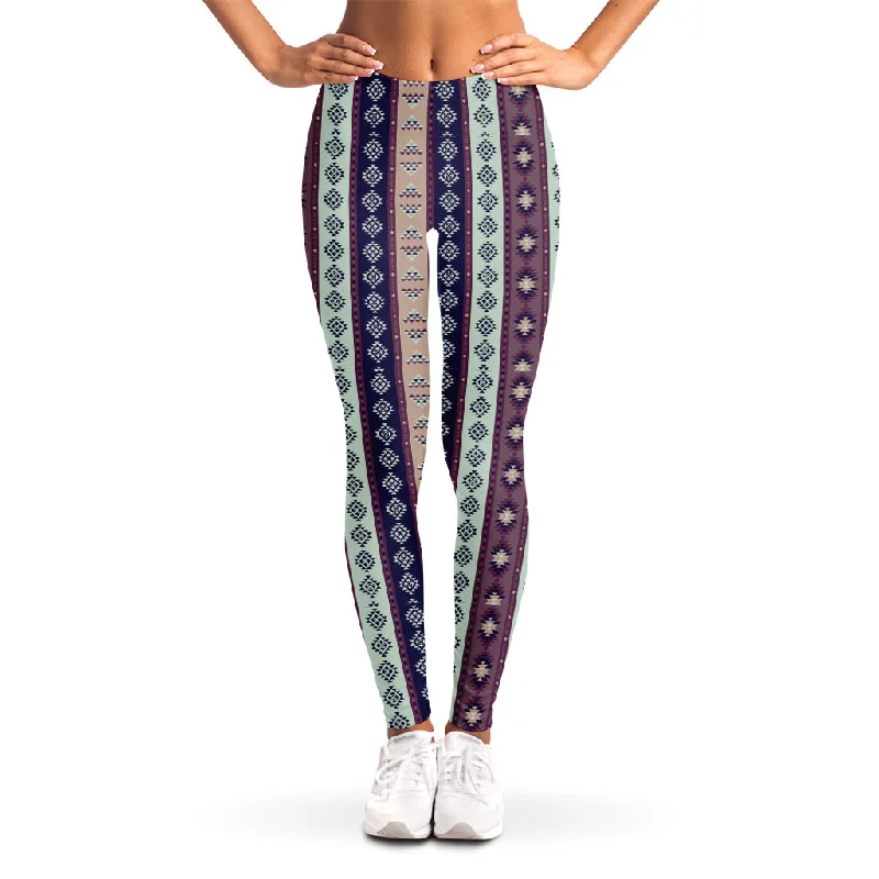 Southwestern Stripe Pattern Print Women's Leggings