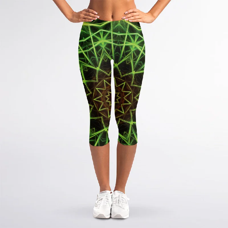 Sparkle Kaleidoscope Print Women's Capri Leggings