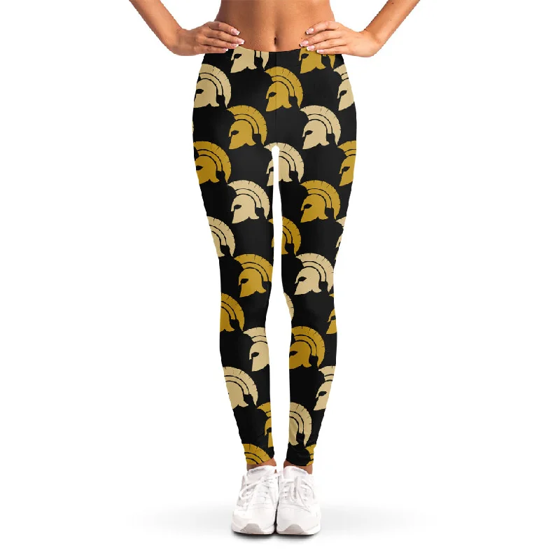 Spartan Warrior Helmet Pattern Print Women's Leggings