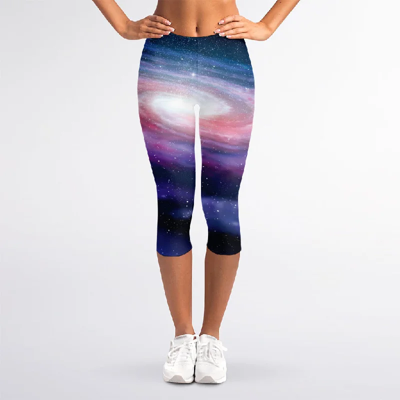 Spiral Milky Way Print Women's Capri Leggings