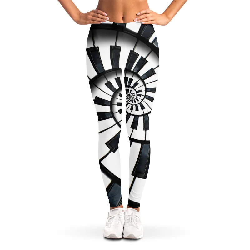 Spiral Piano Keyboard Print Women's Leggings