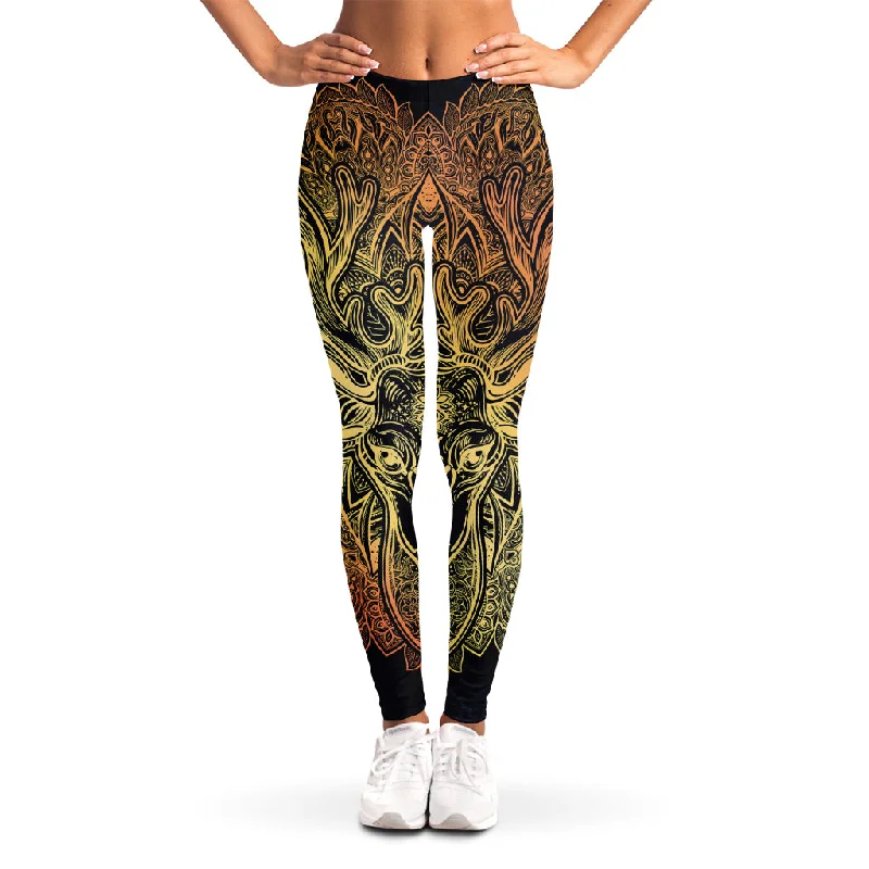 Spiritual Deer Mandala Print Women's Leggings