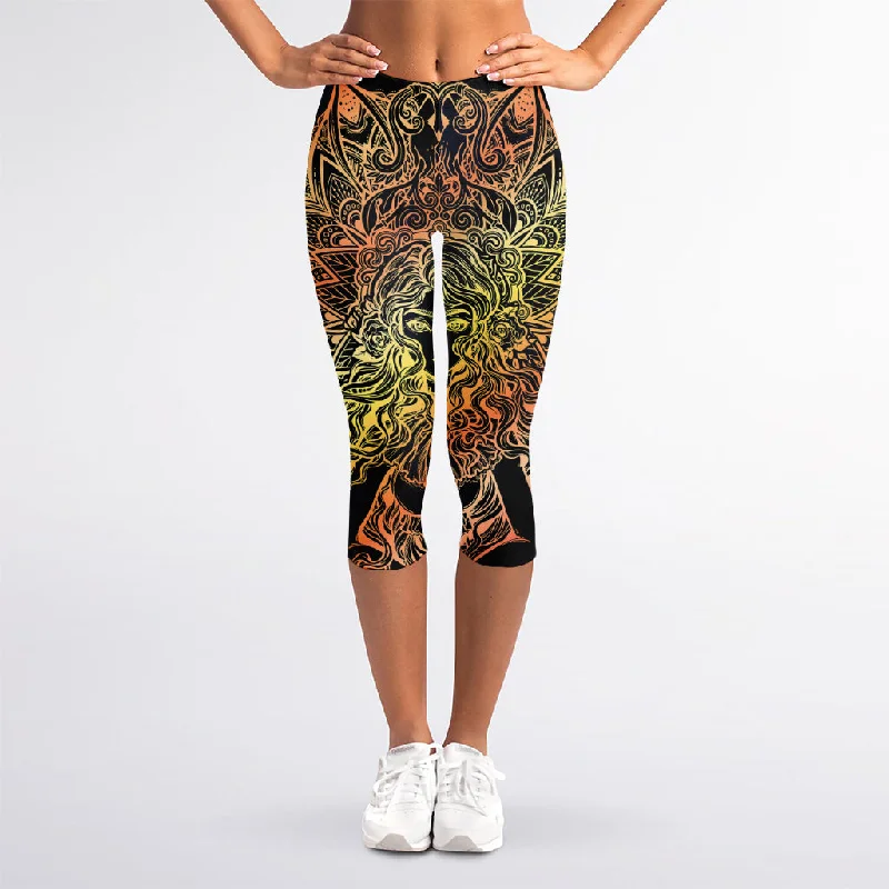 Spiritual Girl Mandala Print Women's Capri Leggings