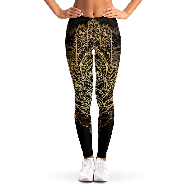 Spiritual Hamsa Hand Of Fatima Print Women's Leggings