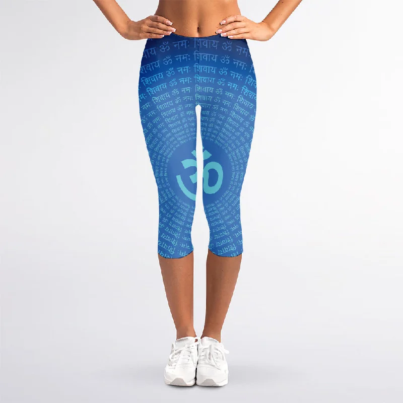 Spiritual Om Sign Print Women's Capri Leggings