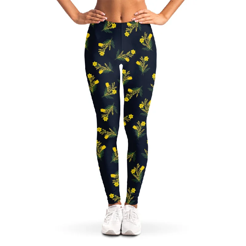 Spring Daffodil Flower Pattern Print Women's Leggings