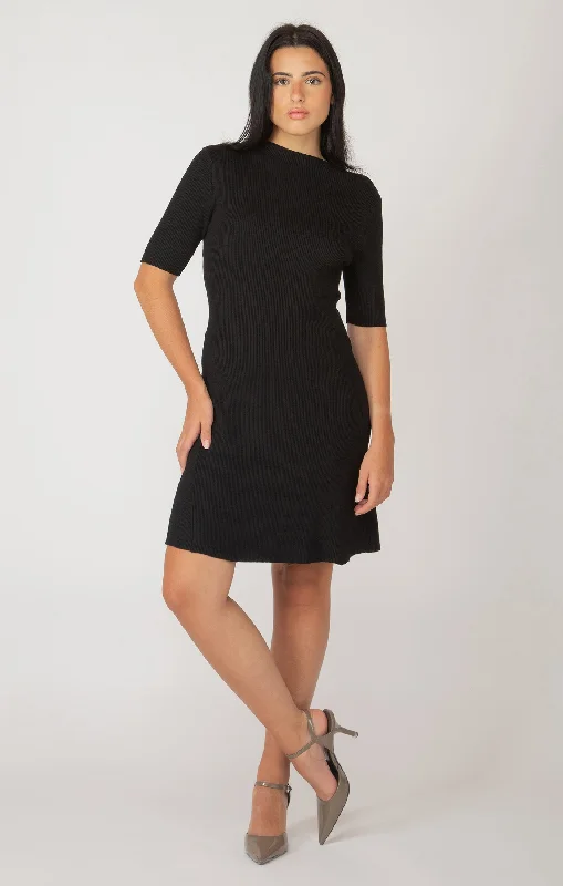 Dex Mockneck Ribbed Mini Dress Sweater