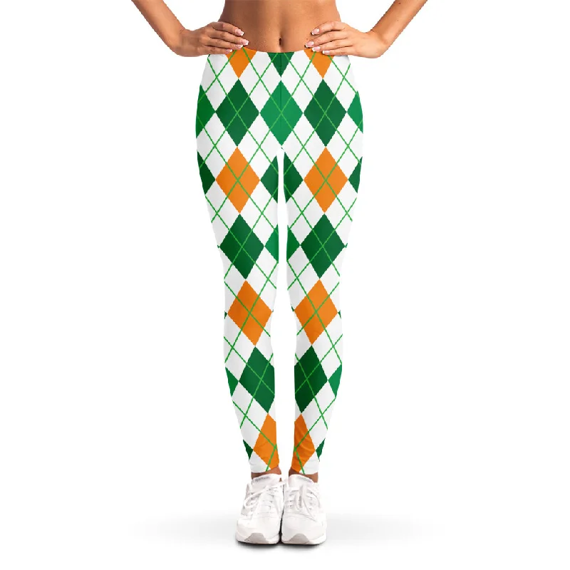 St Patrick's Day Argyle Pattern Print Women's Leggings