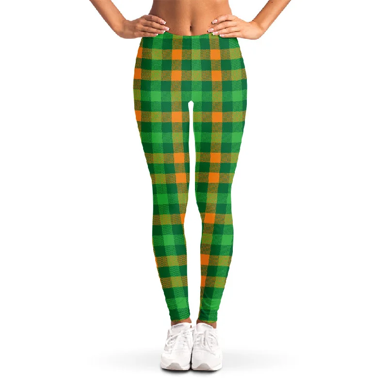 St. Patrick's Day Buffalo Check Print Women's Leggings