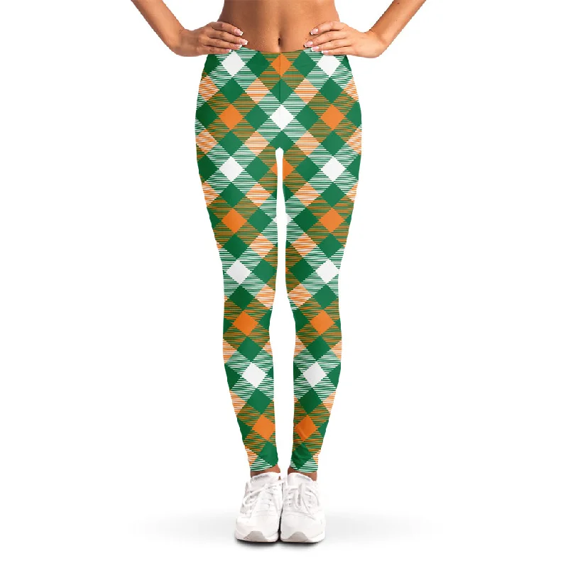 St. Patrick's Day Plaid Pattern Print Women's Leggings