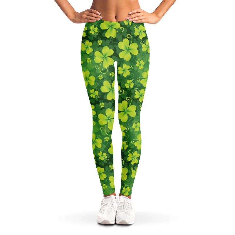 St. Patrick's Day Shamrock Pattern Print Women's Leggings