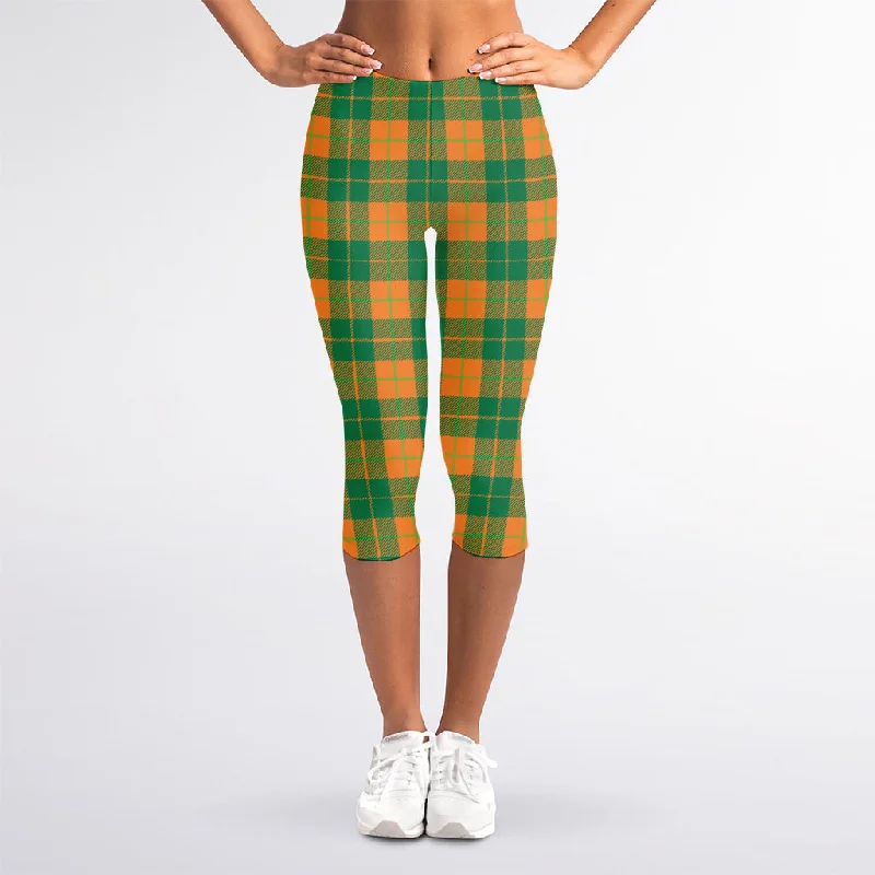 St. Patrick's Day Stewart Plaid Print Women's Capri Leggings