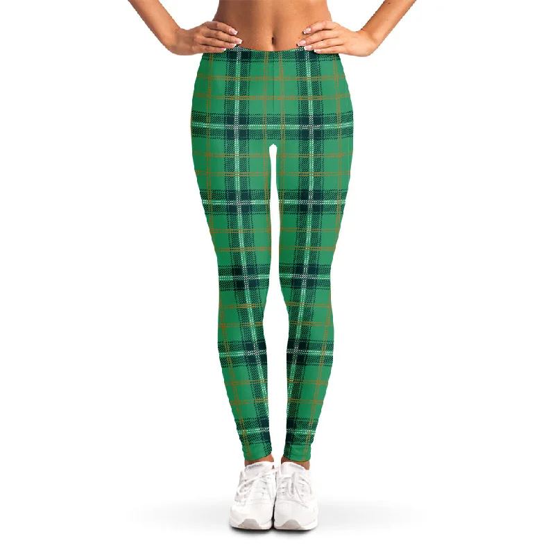 St. Patrick's Day Tartan Pattern Print Women's Leggings