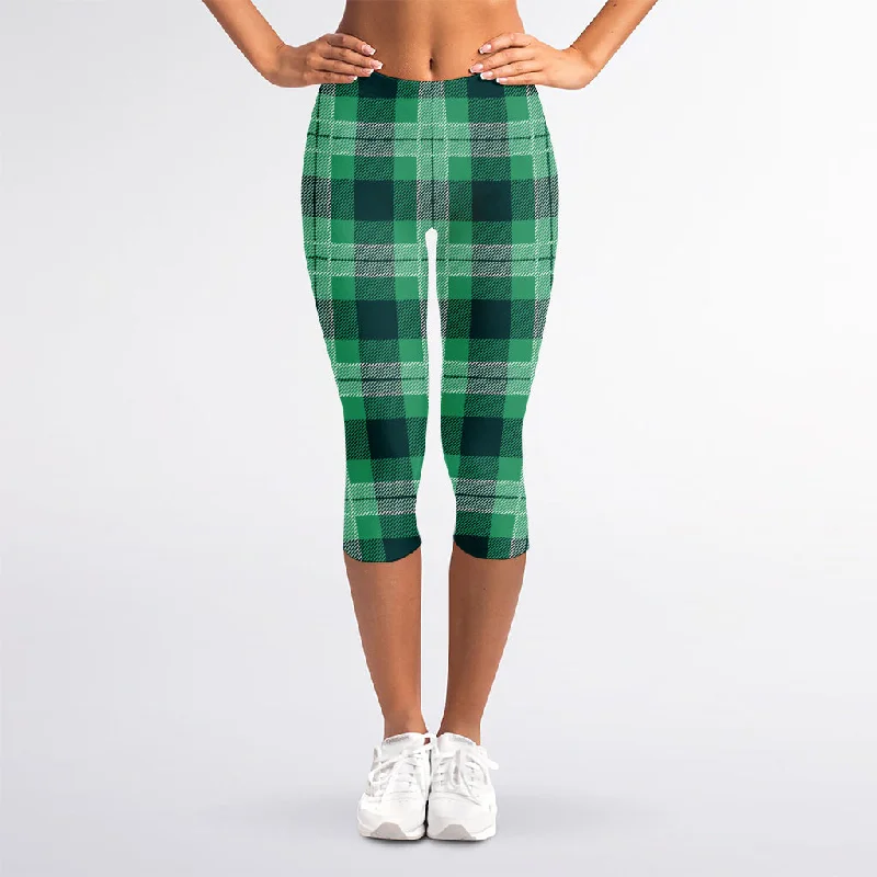 St. Patrick's Day Tartan Print Women's Capri Leggings