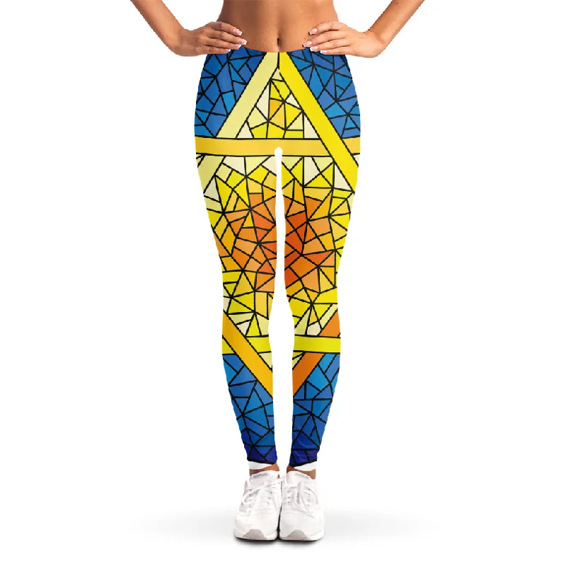 Stained Glass Star of David Print Women's Leggings