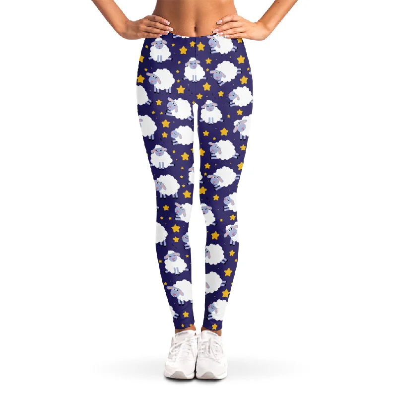 Star And Sheep Pattern Print Women's Leggings