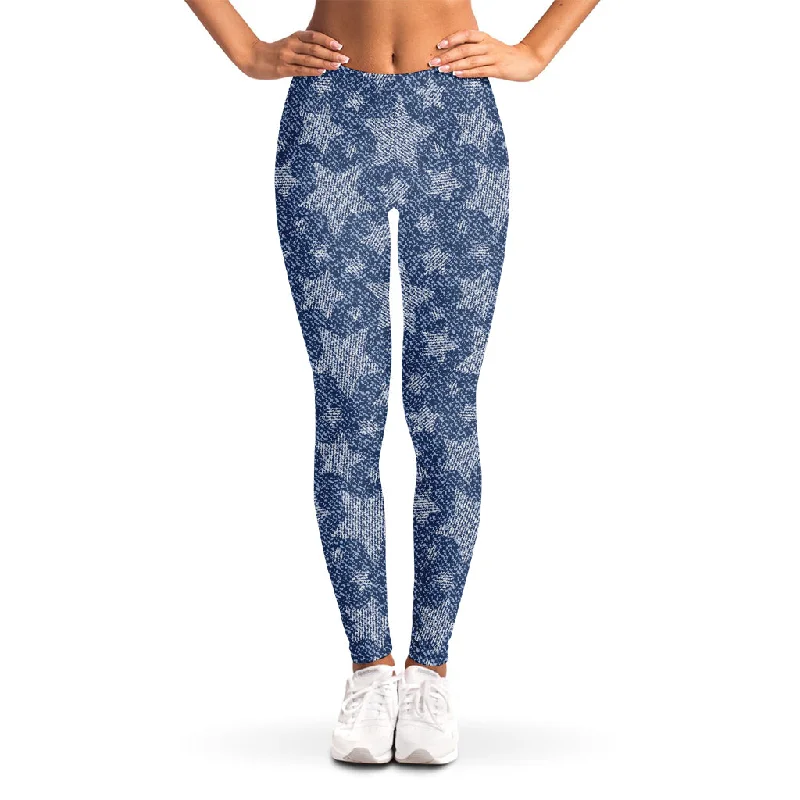 Star Denim Jeans Pattern Print Women's Leggings