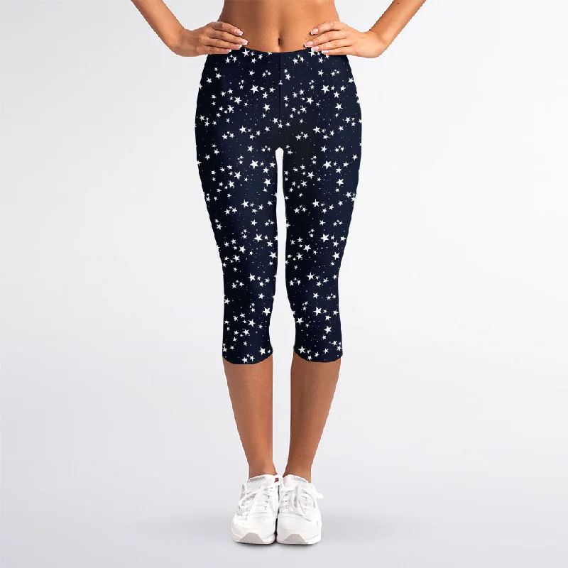 Star Sky Pattern Print Women's Capri Leggings