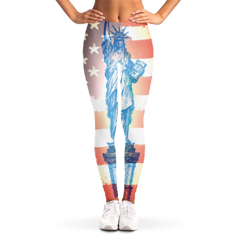 Statue of Liberty USA Flag Print Women's Leggings