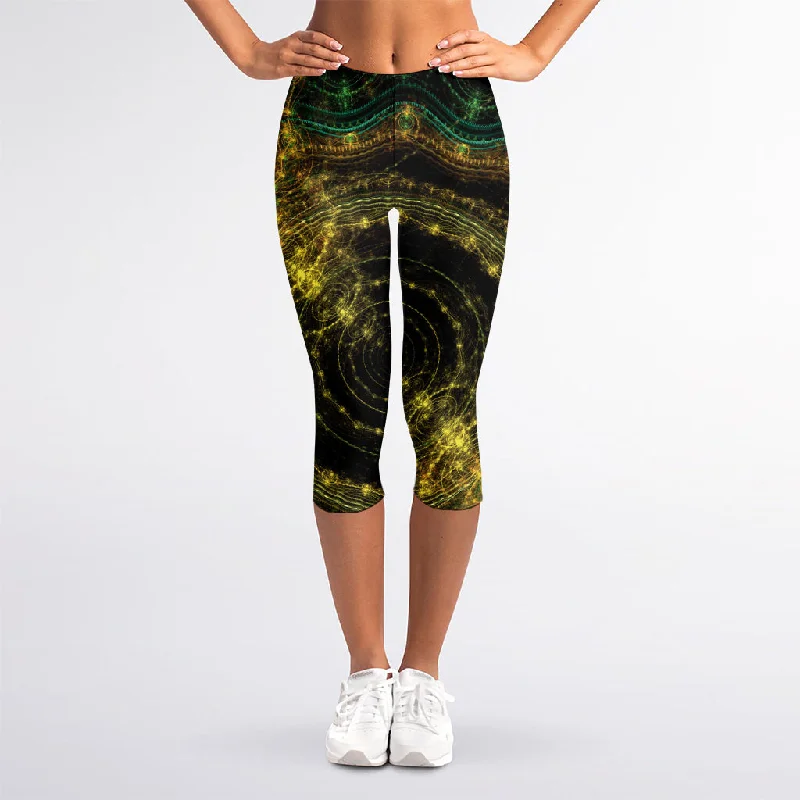 Steampunk Fractal Print Women's Capri Leggings