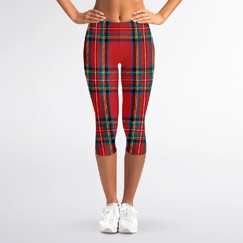 Stewart Tartan Scottish Pattern Print Women's Capri Leggings