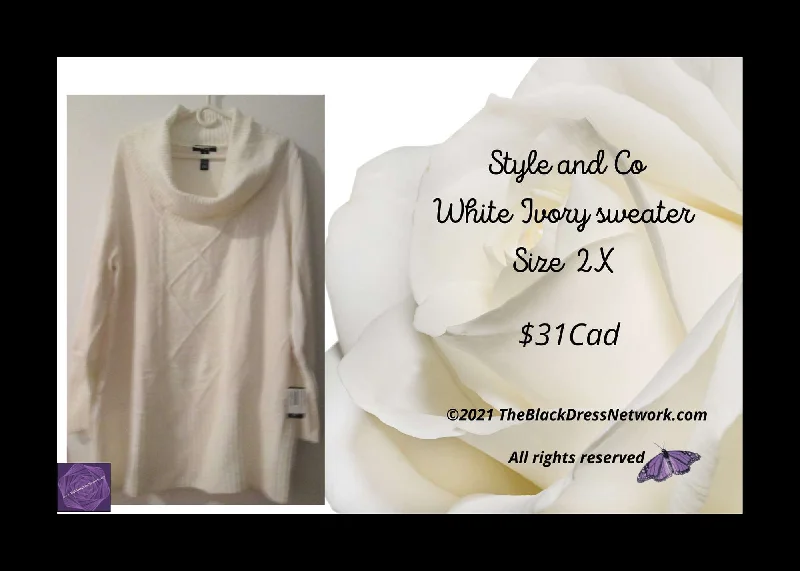 Style and CO White Ivory sweater Size plus 2X