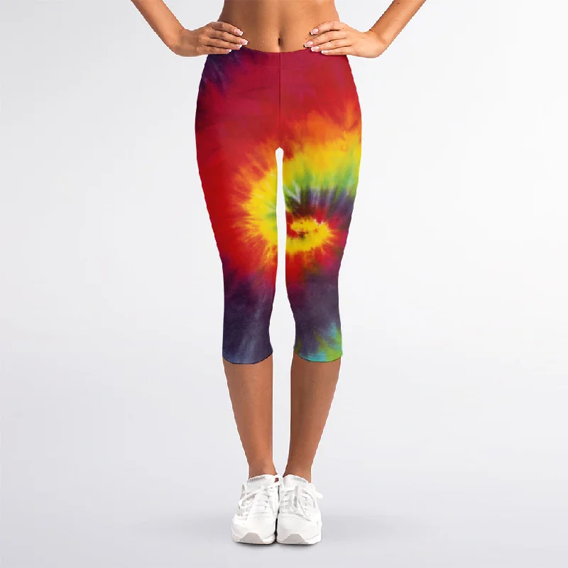 Summer Tie Dye Print Women's Capri Leggings