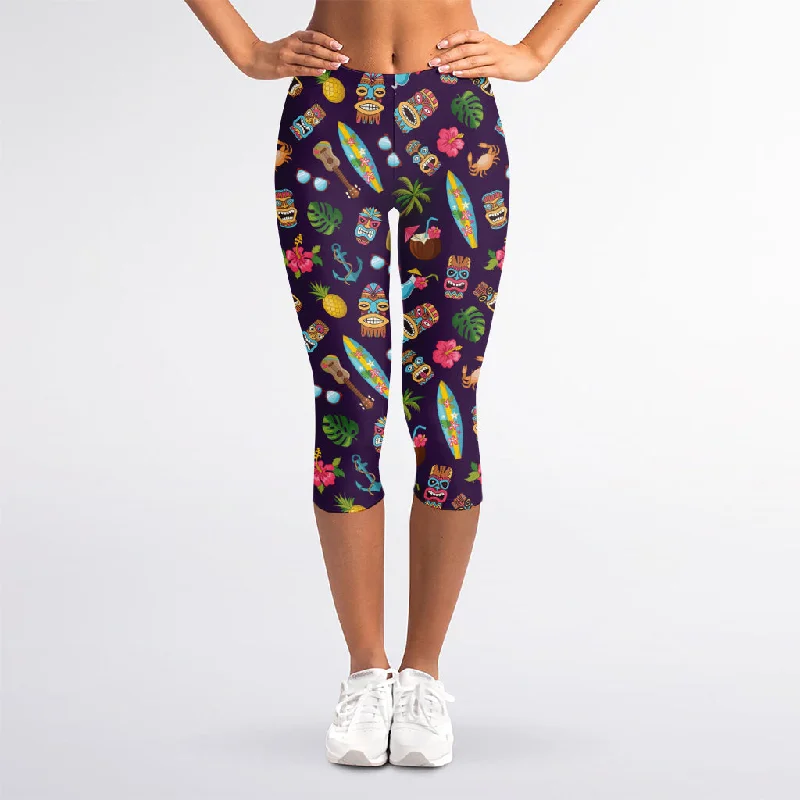 Summer Totem Pattern Print Women's Capri Leggings