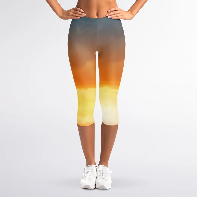 Sunrise Road Print Women's Capri Leggings