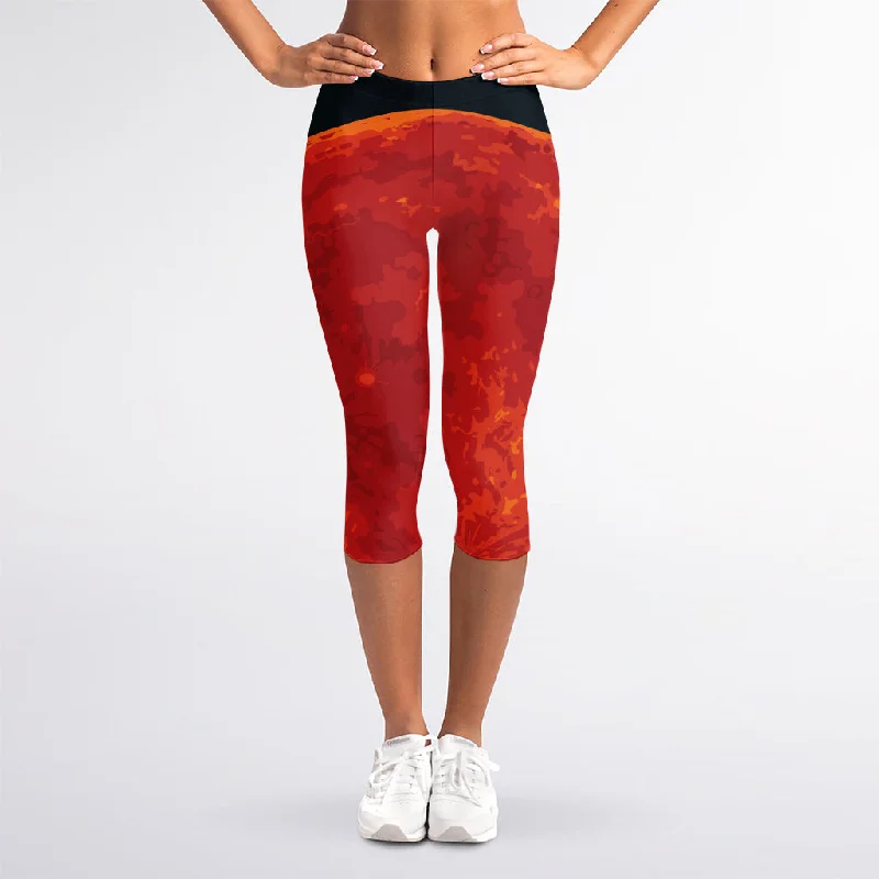 Super Blood Moon Lunar Eclipse Print Women's Capri Leggings