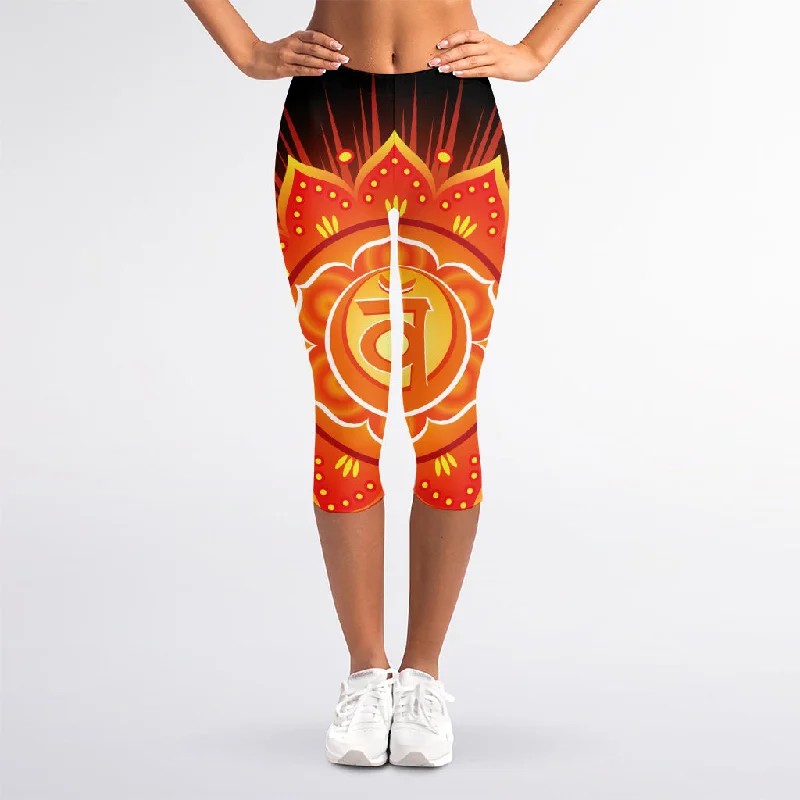 Swadhisthana Chakra Mandala Print Women's Capri Leggings