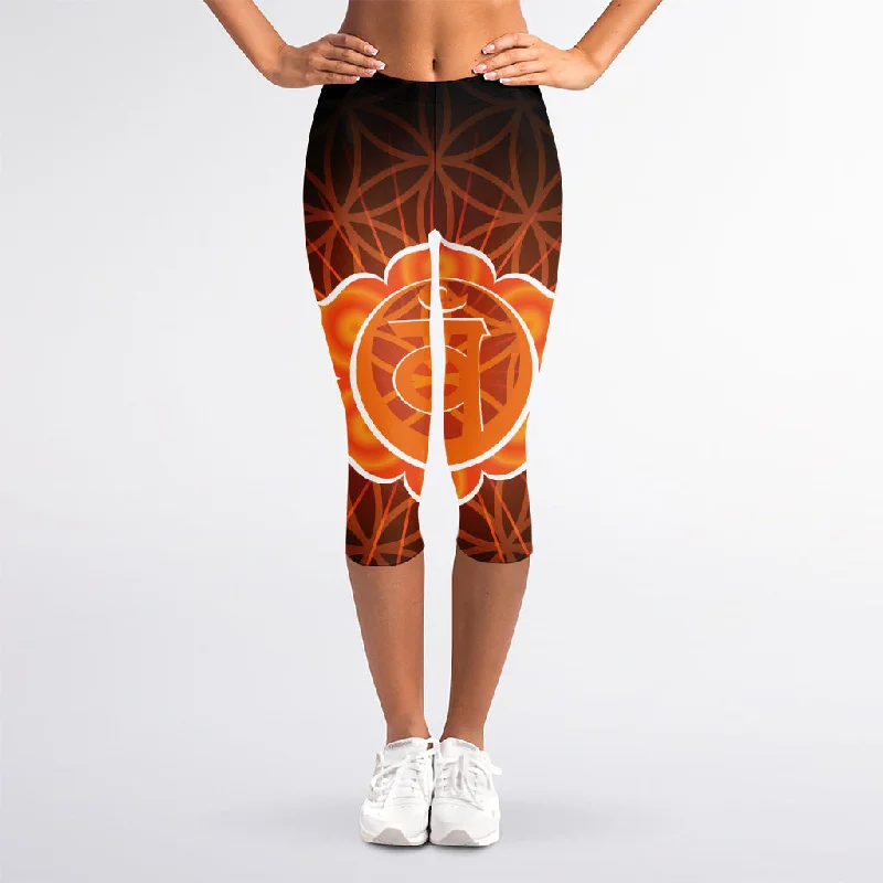 Swadhisthana Chakra Spiritual Print Women's Capri Leggings