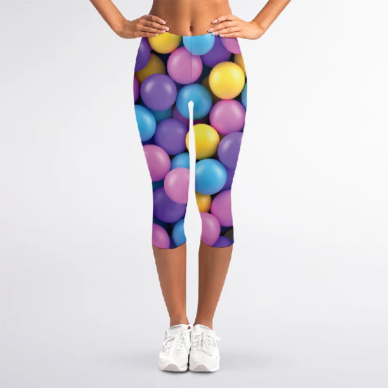 Sweet Candy Ball Pattern Print Women's Capri Leggings