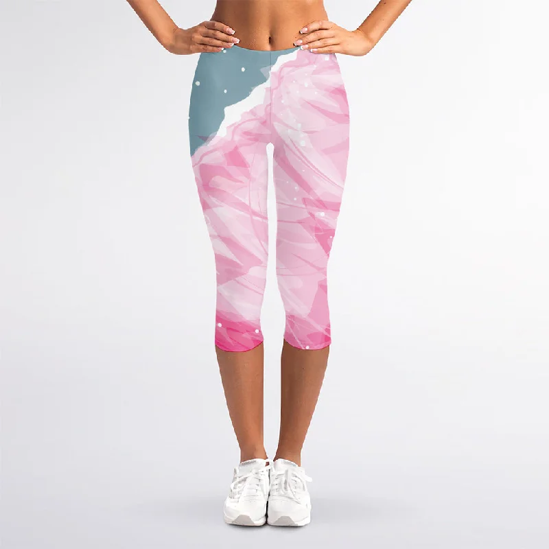 Sweet Cotton Candy Print Women's Capri Leggings