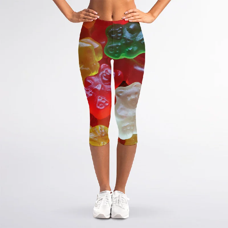 Sweet Gummy Bear Print Women's Capri Leggings