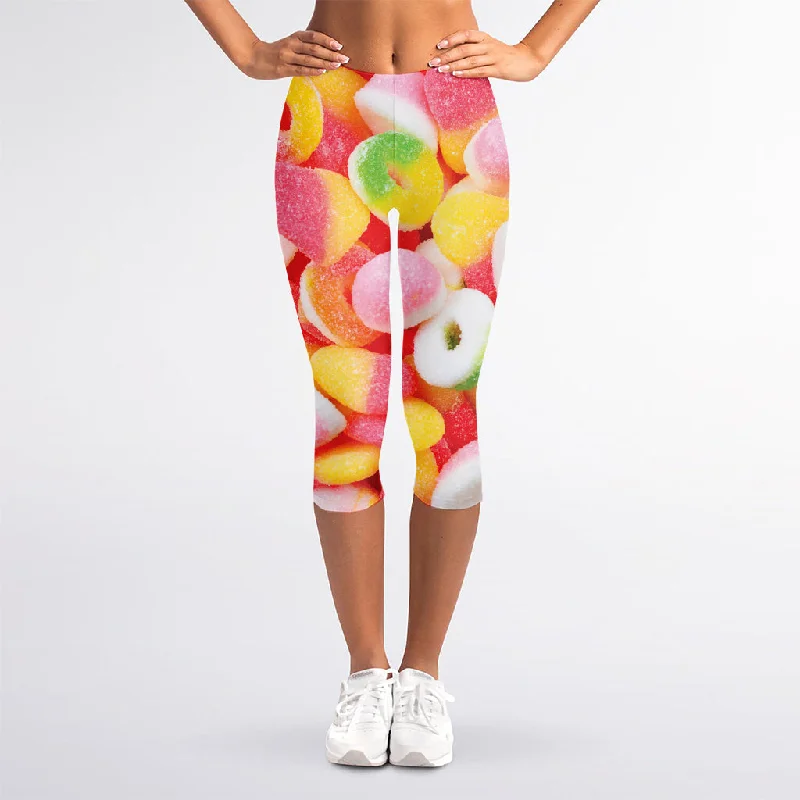 Sweet Gummy Print Women's Capri Leggings