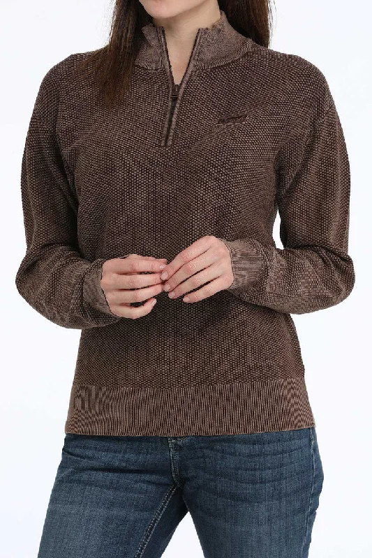 Women's Cinch Brown 1/4 Zip Sweater