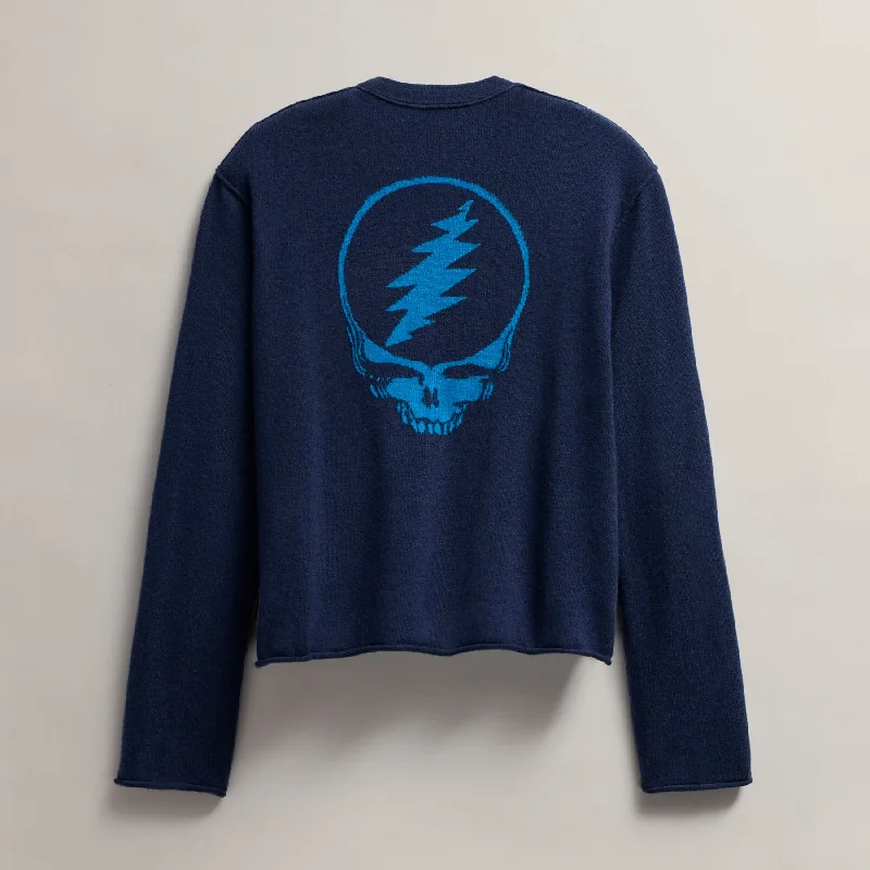 Women's Grateful Dead Crew Neck Sweater - Prussian/ Teal