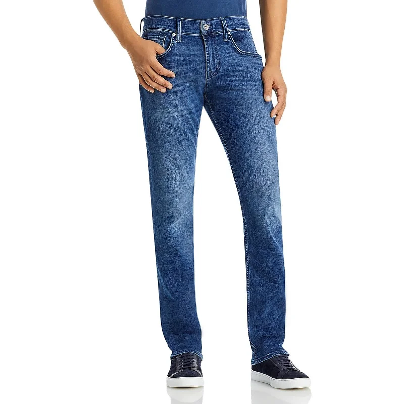 7 For All Mankind Womens Mid Rise Medium Wash Straight Leg Jeans Comfortable Faded High-Rise Jeans 7 For All Mankind Womens Mid Rise Medium Wash Straight Leg Jeans Comfortable Faded High-Rise Jeans