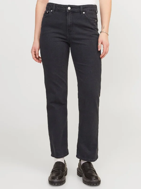 Nice Slim Straight Crop Ankle Black Jeans Stylish Acid-Wash Jeans